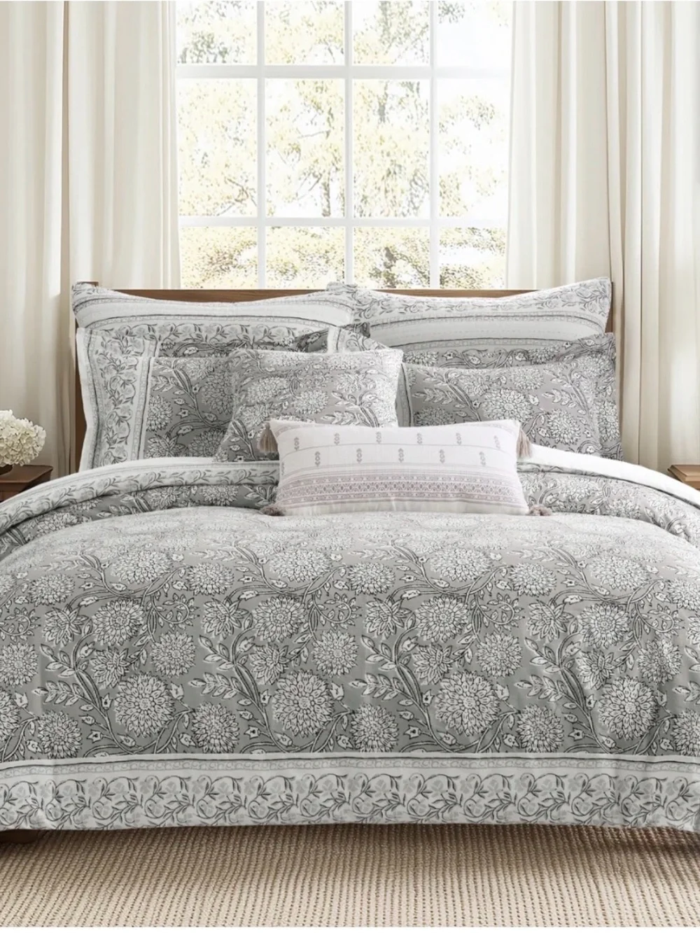 Levtex Home Adare Block Print Duvet Cover Set in Gray - Full/Queen